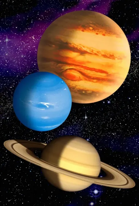 Framed Print of Gas Giant Planets Print: Jupiter, Saturn and