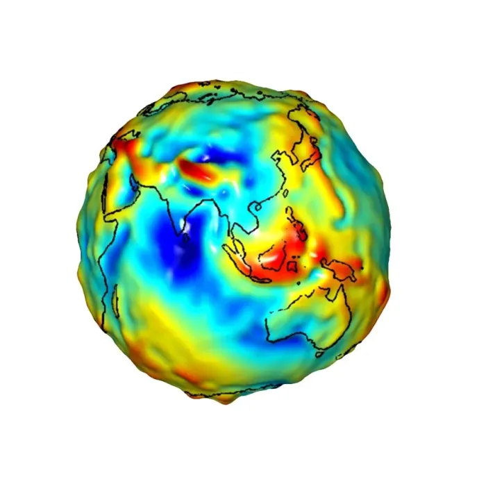 Framed Print : Gravity Map of Earth Print: Computer model showing Asia-centred gravity field variation Framed Print : Gravity Map of Earth Print: Computer model showing Asia-centred gravity field variation