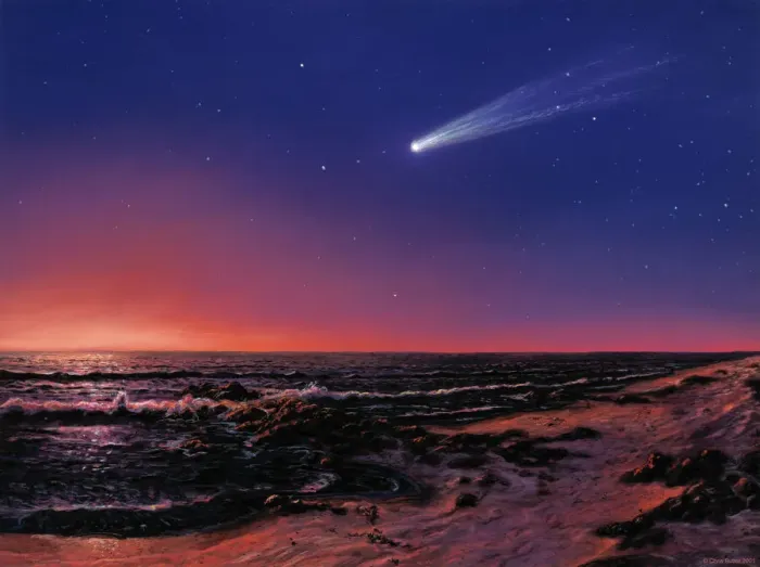 Framed Print : Hale-Bopp Comet Print over Ocean Framed Print : Hale-Bopp Comet Print over Ocean