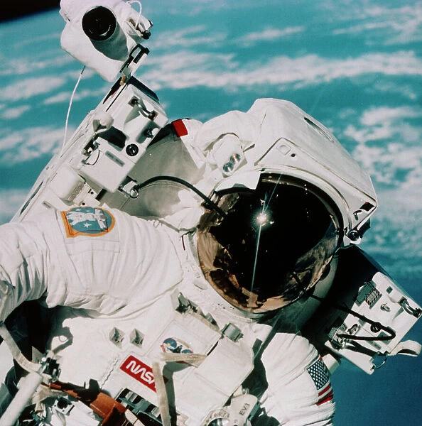 Helmet of astronaut McCandless during space walk