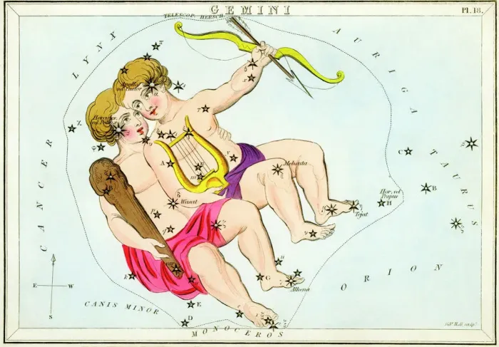 Framed Print : Gemini Constellation Print, 19th century Framed Print : Gemini Constellation Print, 19th century