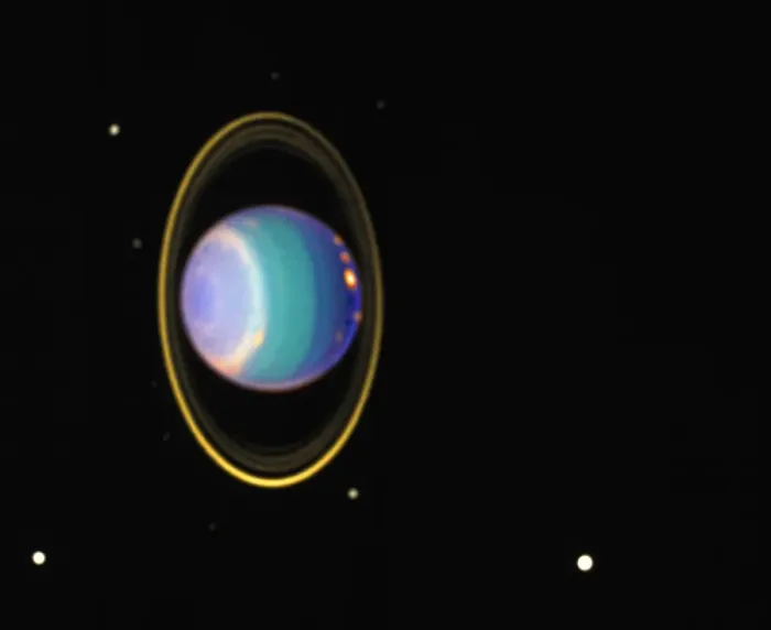 Framed Print : Coloured Infrared Print of Uranus Atmosphere Framed Print : Coloured Infrared Print of Uranus Atmosphere