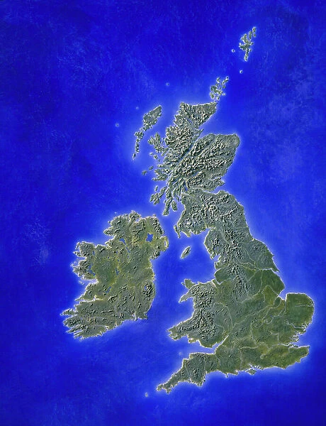 Illustration of a relief map of the British Isles