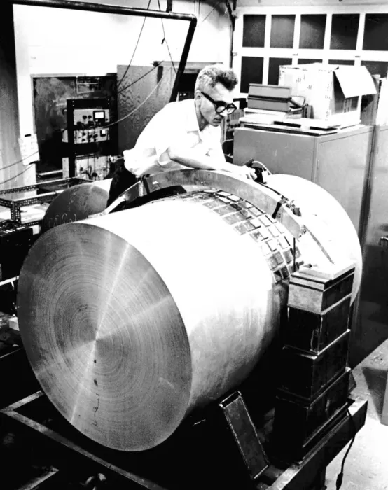 Framed Print : Joseph Weber, physicist, working on a gravitational wave antenna Framed Print : Joseph Weber, physicist, working on a gravitational wave antenna