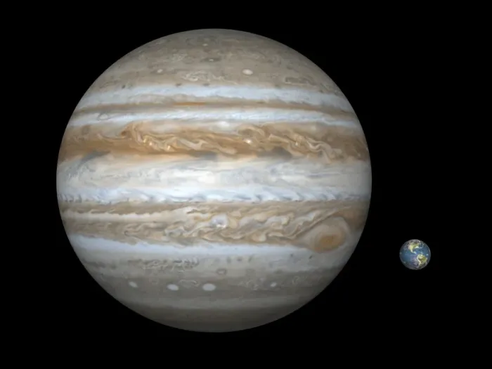 Framed Print : Jupiter and Earth Print: A Computer Artwork Comparison Framed Print : Jupiter and Earth Print: A Computer Artwork Comparison