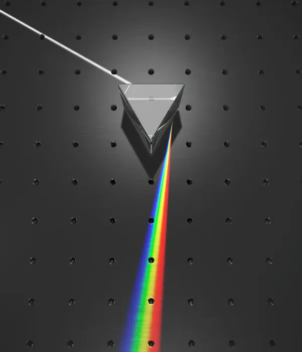 Framed Print : White Light Refracted through Equilateral Triangular Prism Print