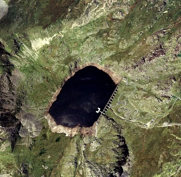 Llyn Stwlan reservoir, UK, aerial image