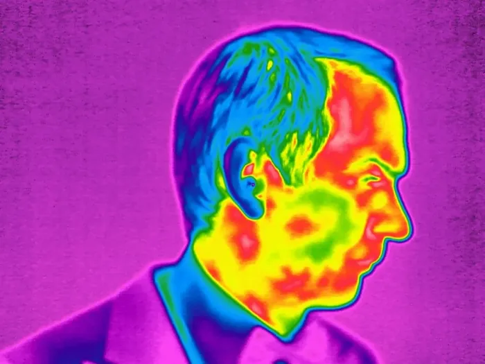 Framed Print : Thermogram Print of a Man's Face Framed Print : Thermogram Print of a Man's Face