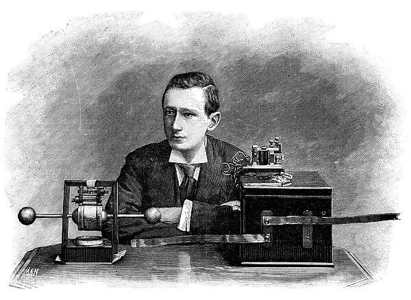 Marconi with his radio, 19th century