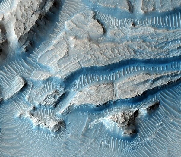 Martian crater rim, satellite image