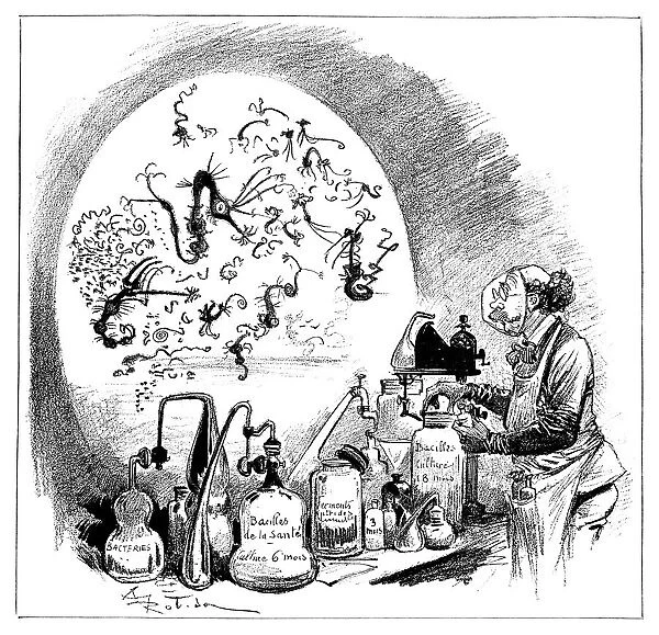 Microbiology caricature, 19th century