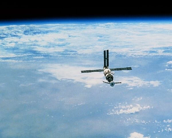 Mir space station in orbit seen from Soyuz