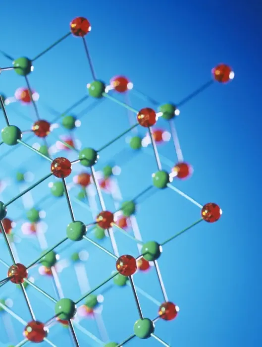 Framed Print : Molecular Print: Ball and Stick Model of Crystalline Structure