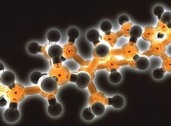 Molecule. Computer artwork of part of a molecule depicting its arrangement of atoms 