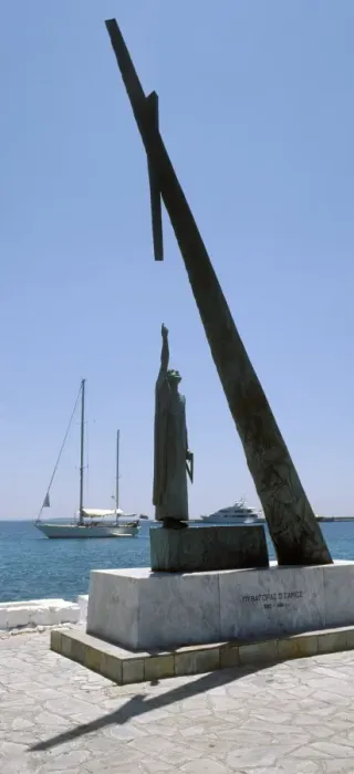 Framed Print : Print of the Monument to Pythagoras in Samos Harbour Framed Print : Print of the Monument to Pythagoras in Samos Harbour