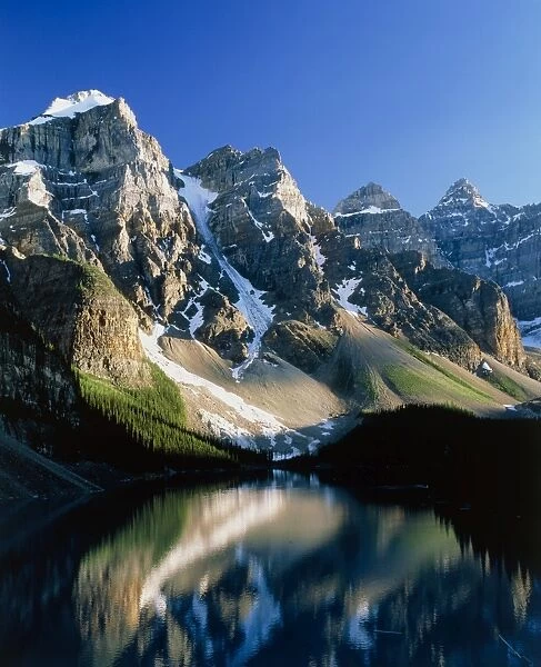 Mountains reflected in Moraine Lake, Canada