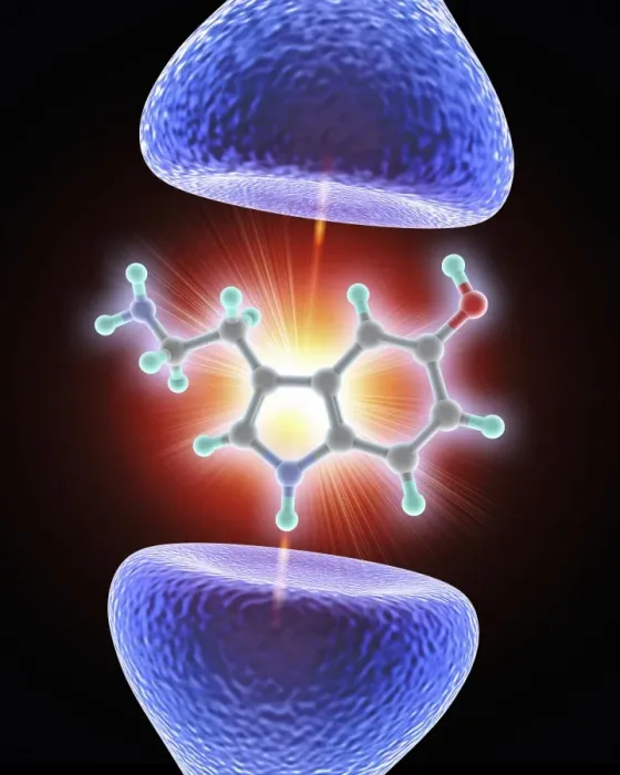 Framed Print : Nerve Synapse and Serotonin Molecule Print