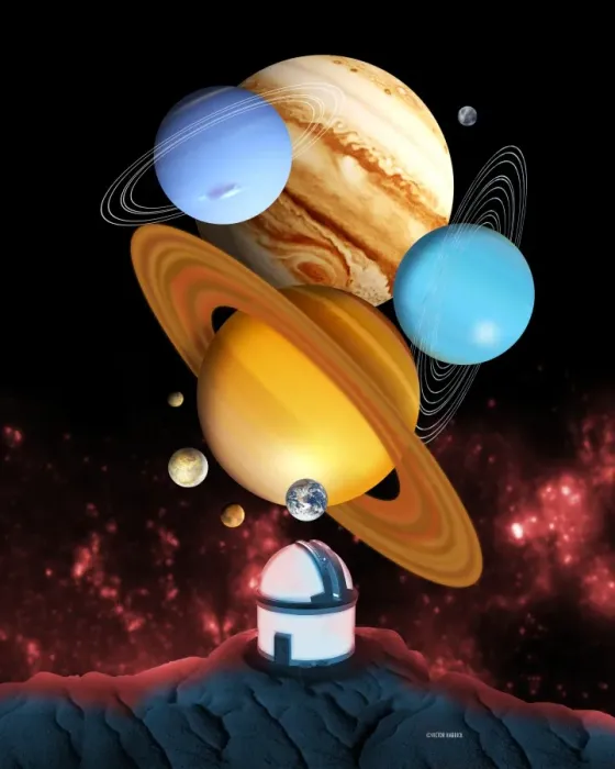 Framed Print : Observing the Planets Print Framed Print : Observing the Planets Print