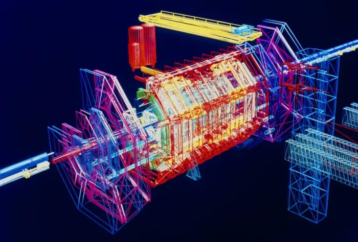 Framed Print : Computer-generated wire-frame drawing of the ATLAS detector