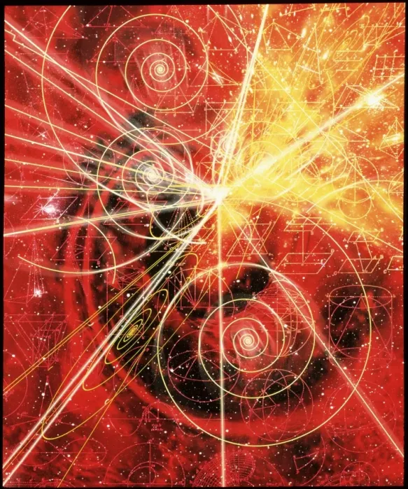 Framed Print : Particle tracks on geometric patterns Print