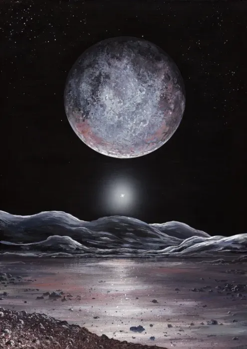 Framed Print : Pluto seen from Charon Print Framed Print : Pluto seen from Charon Print