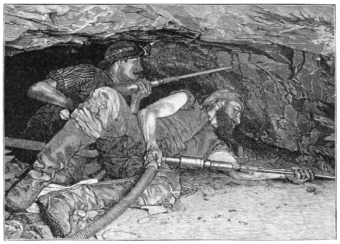 Framed Print : Print of miners using pneumatic drills in a copper mine Framed Print : Print of miners using pneumatic drills in a copper mine