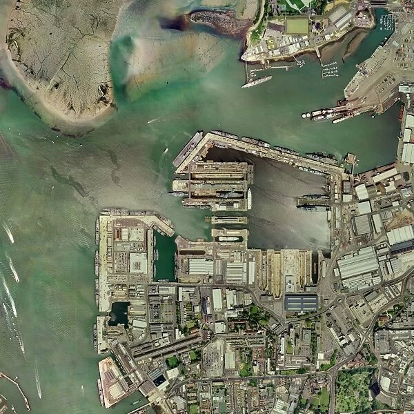 Portsmouth docks, UK, aerial image