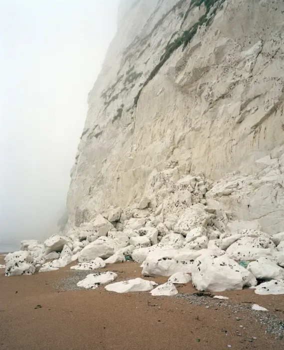 Framed Print : Rock fall at chalk cliffs Print Framed Print : Rock fall at chalk cliffs Print