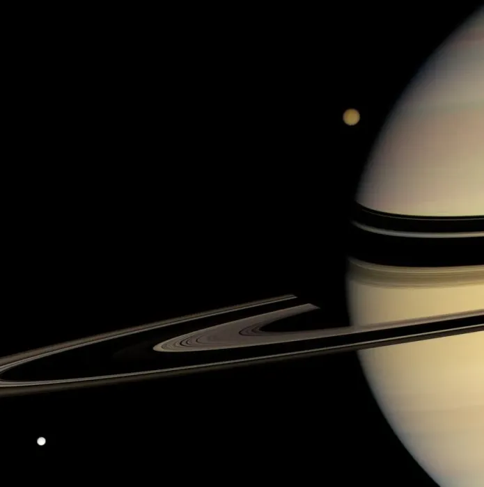 Framed Print : Saturn Print: Cassini Image of Rings and Moons