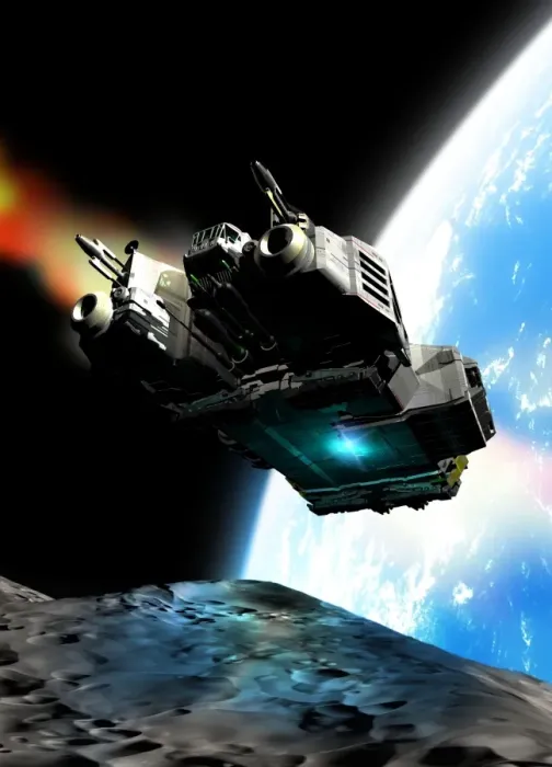 Framed Print : Asteroid Mining Spacecraft Print Framed Print : Asteroid Mining Spacecraft Print