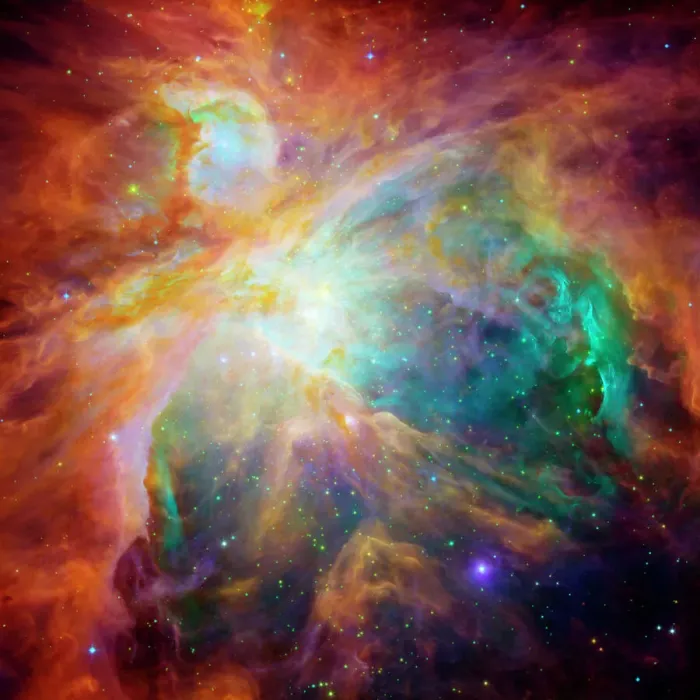 Framed Print : Orion Nebula Print - Coloured Composite Image Framed Print : Orion Nebula Print - Coloured Composite Image