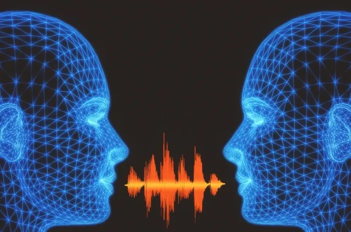 Framed Print : Speech Wave Print, Orange and Blue Computer Artwork Framed Print : Speech Wave Print, Orange and Blue Computer Artwork