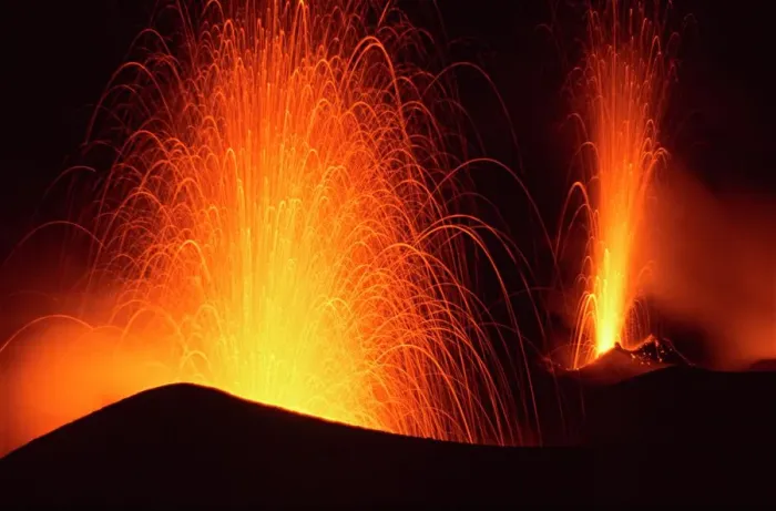 Framed Print : Stromboli Double Eruption Print Framed Print : Stromboli Double Eruption Print