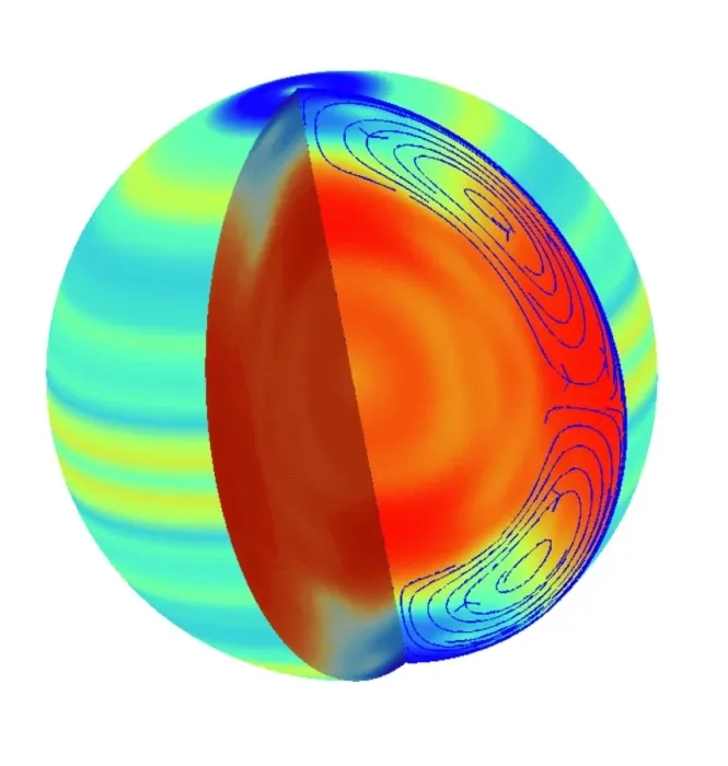 Framed Print : Computer model of the Sun's interior, a print Framed Print : Computer model of the Sun's interior, a print