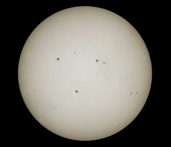 Sunspots on the surface of the Sun. This optical image was taken on 26th June 2000