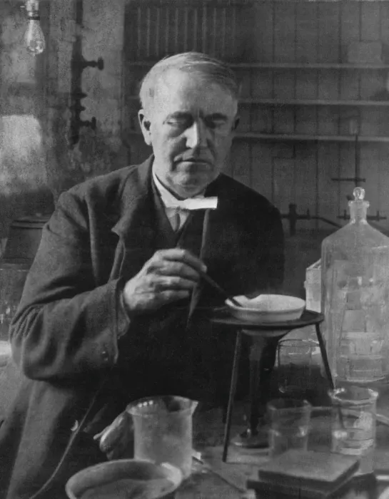 Framed Print : Print of Thomas Edison in his laboratory at West Orange, New Jersey Framed Print : Print of Thomas Edison in his laboratory at West Orange, New Jersey