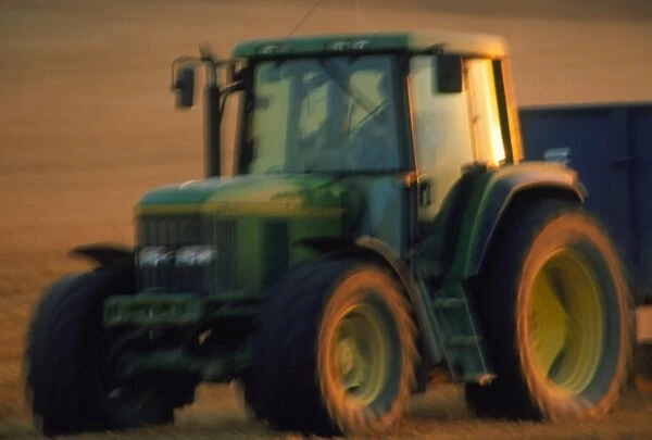 Time-exposure image of a tractor at work