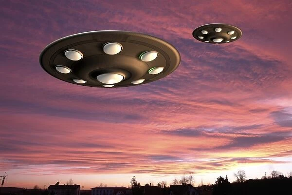 UFO landing, computer artwork