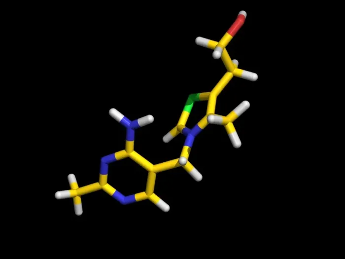 Framed Print : Vitamin B1 Print: A 3D computer model of thiamine Framed Print : Vitamin B1 Print: A 3D computer model of thiamine