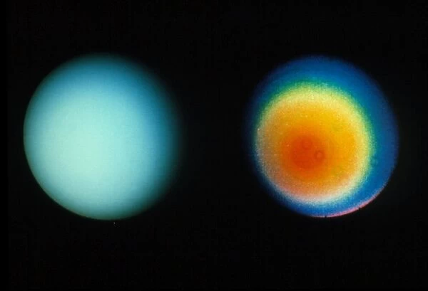 Two Voyager 2 images of the planet Uranus
