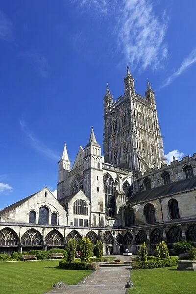 The 15th century Tower and cloisters, Gloucester Cathedral, Gloucestershire