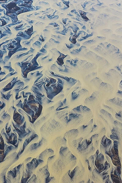 Aerial abstract view of Icelandic river, Iceland, Polar Regions