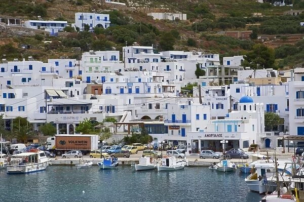 Aigiali town and harbour, Amorgos, Cyclades, Aegean, Greek Islands, Greece, Europe