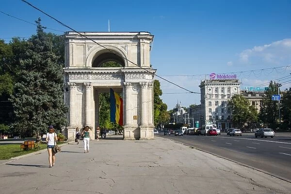 Arc de Triomphe in the center of Chisinau, Moldova, Europe