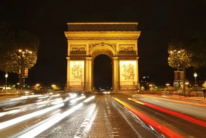 Framed Print : Arc de Triomphe and Champs Elysees Night Print, Paris Framed Print : Arc de Triomphe and Champs Elysees Night Print, Paris