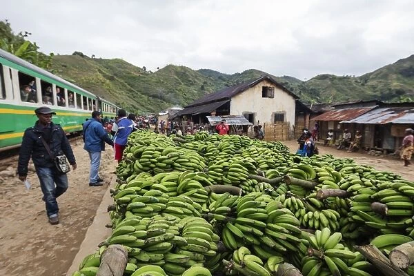 Bananas waiting to be transported, Fianarantsoa to Manakara FCE train, easterrn area