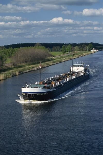 Barge transitting the Kiel Canal in Germany