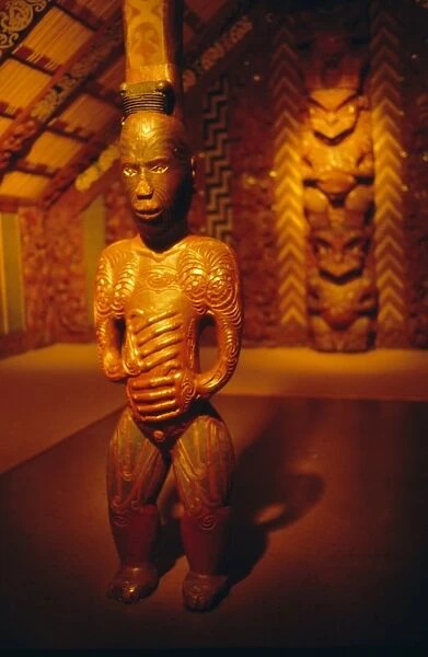 Carvings in interior of a Maori meeting house