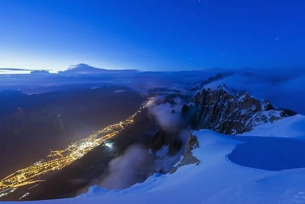 Chamonix from Aiguille du Midi, Rhone Alps, Haute Savoie, France, Europe