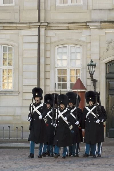 Changing of the guard, Amalienborg Palace, Copenhagen, Denmark, Scandinavia, Europe